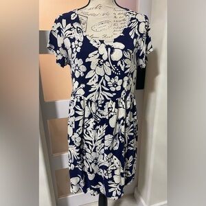 💎 Back East Navy Blue Floral Print Knee-Length Sundress